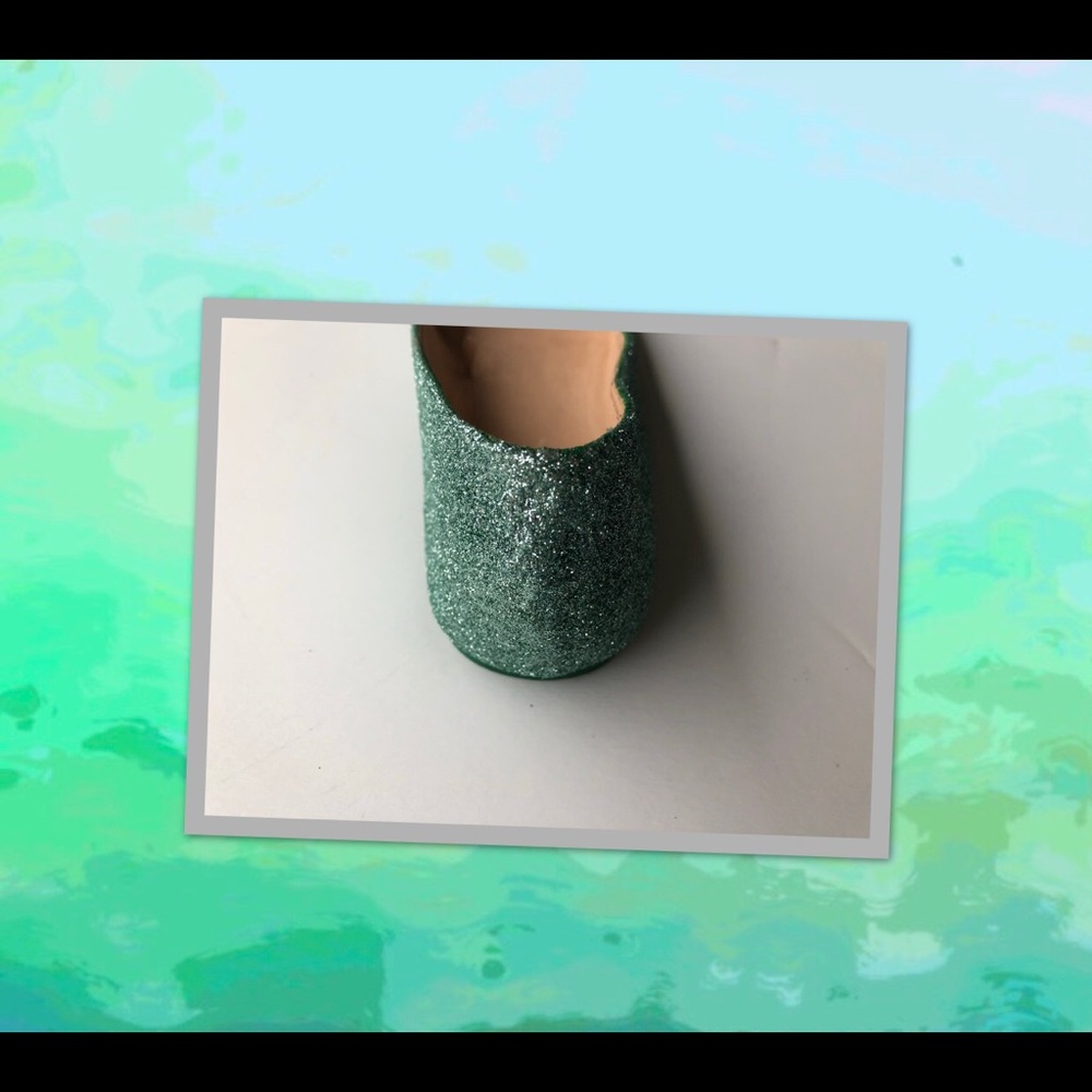 Women’s Custom Mint Green Shimmery Glitter Flats - Picture 6 of 8